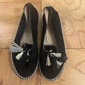Black Espadrille Loafers with Tassels